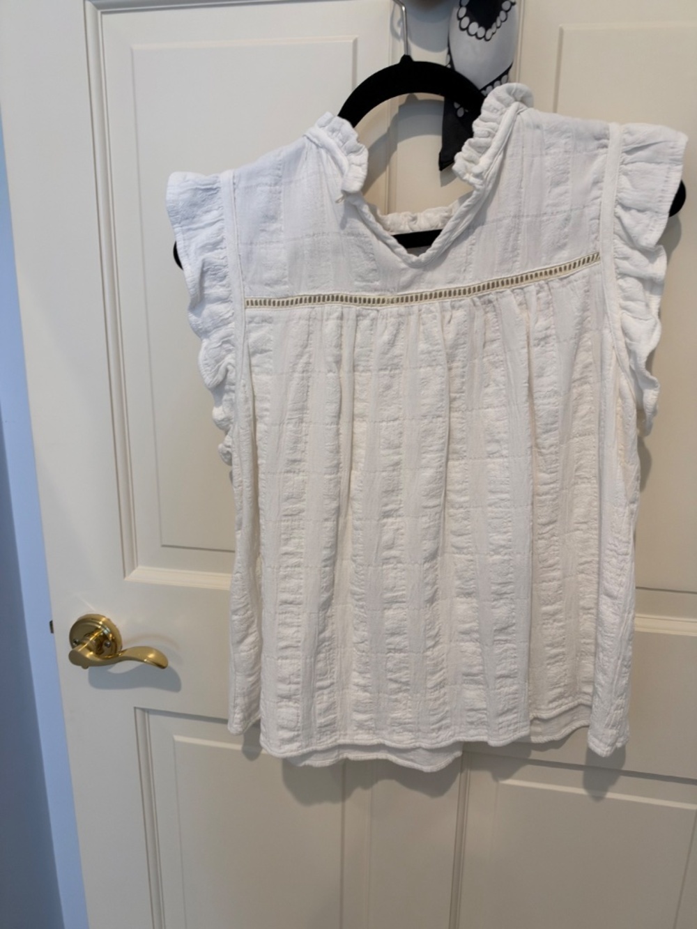 THML White Embroidered Ruffle Sleeve Top | XL - Picture 2 of 3